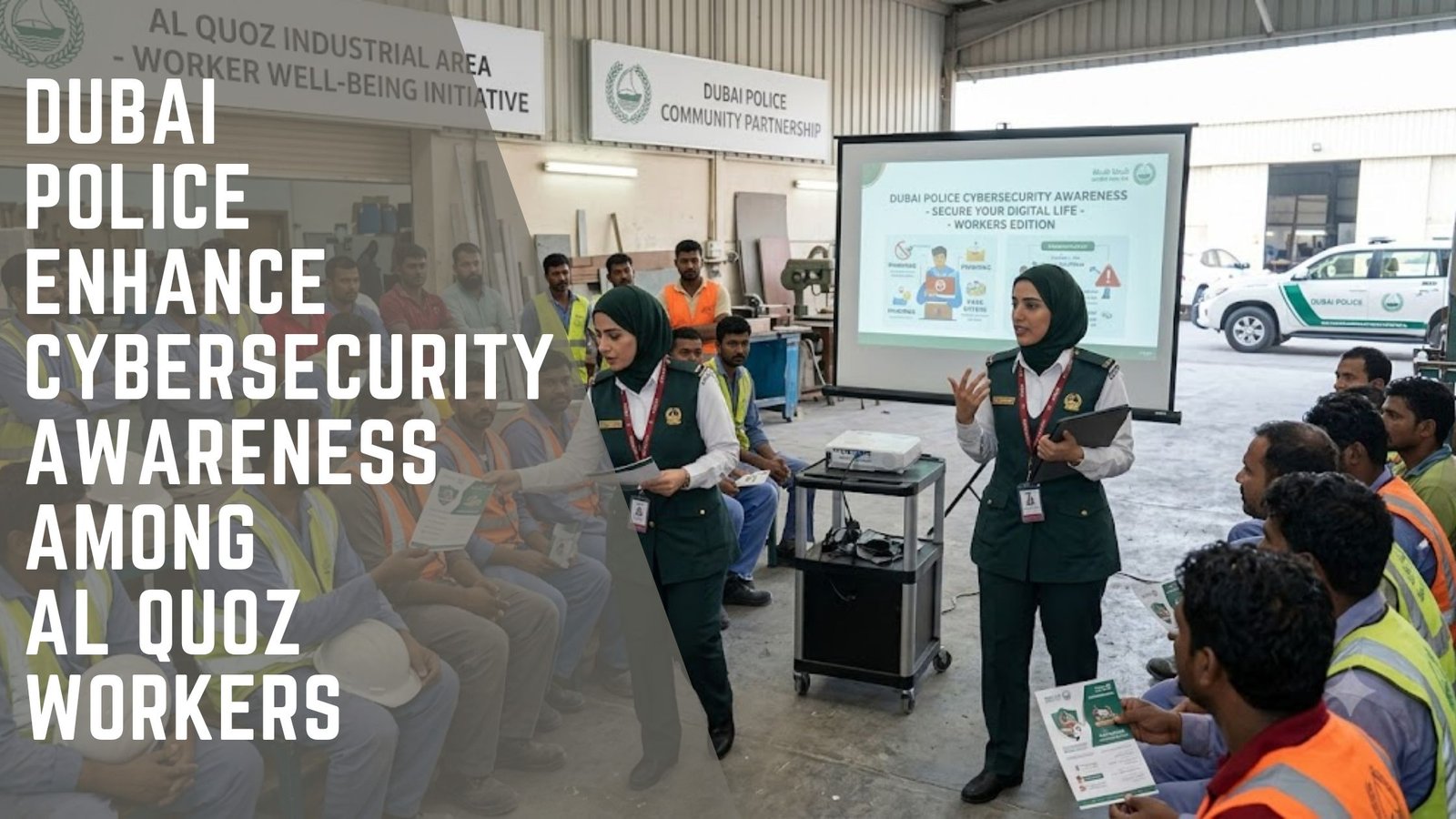 Dubai Police cybersecurity awareness Al Quoz workers