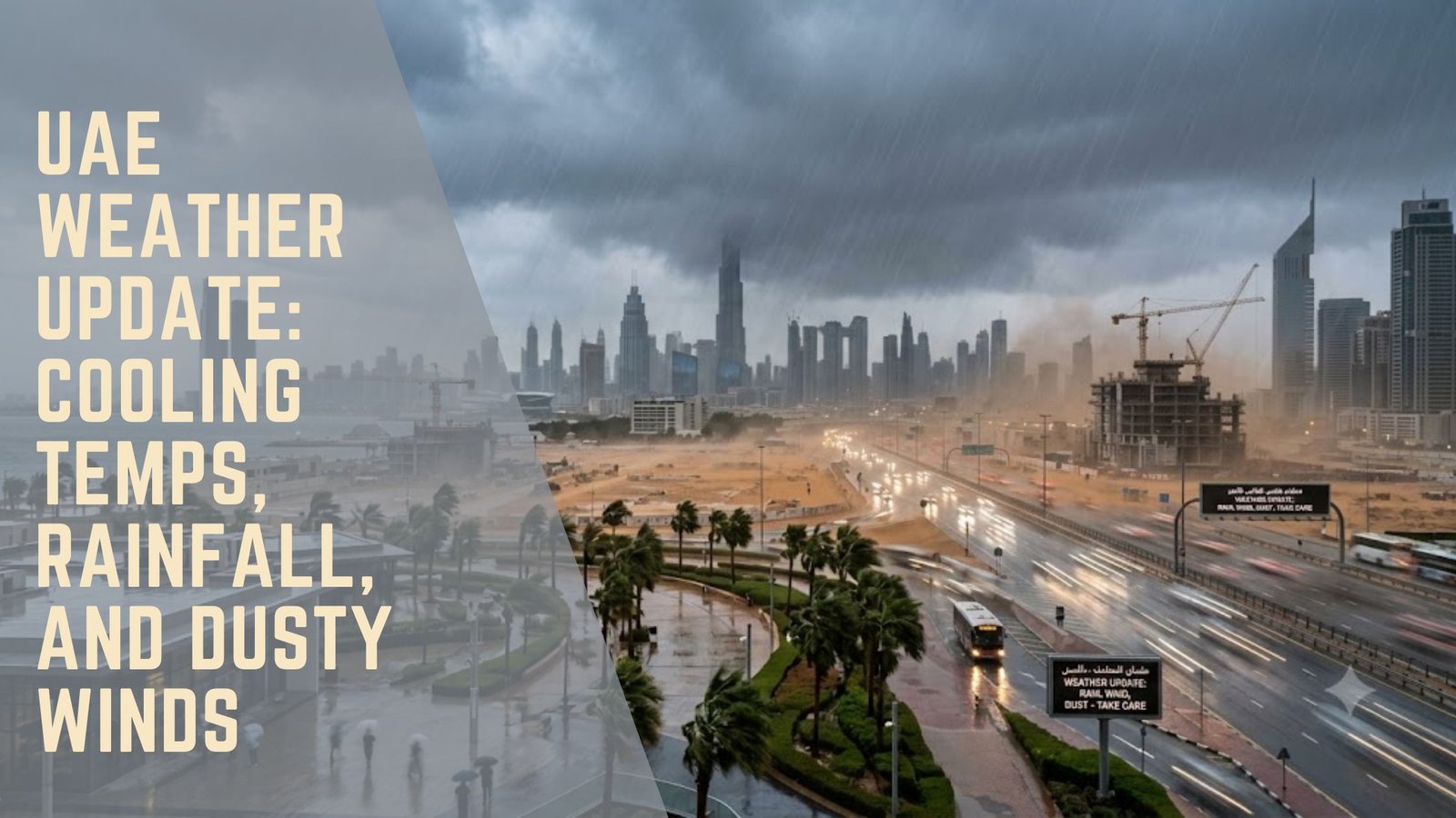 UAE weather rain dusty winds update